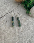 Dark Green Moss Agate Earrings Dangle