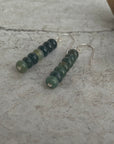 Dark Green Moss Agate Earrings Dangle