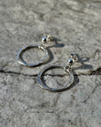 Hammered Sterling Silver Circle Necklace and Earring s Set, Open Round Eternity Pendant, Gifts for Mom, Women and Her Circle of Life Unique Jewelry