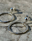 Hammered Sterling Silver Circle Necklace and Earring s Set, Open Round Eternity Pendant, Gifts for Mom, Women and Her Circle of Life Unique Jewelry