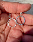 Hammered Sterling Silver Circle Necklace and Earring s Set, Open Round Eternity Pendant, Gifts for Mom, Women and Her Circle of Life Unique Jewelry