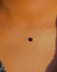 Dainty Rough Black Tourmaline Ball Necklace