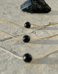Dainty Rough Black Tourmaline Ball Necklace