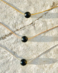 Dainty Rough Black Tourmaline Ball Necklace