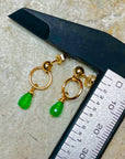 Bright Green Jade Dainty Drop Earrings