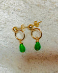 Bright Green Jade Dainty Drop Earrings