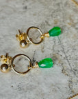 Bright Green Jade Dainty Drop Earrings