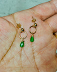 Bright Green Jade Dainty Drop Earrings