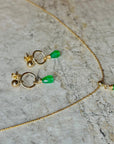 Bright Green Jade Dainty Drop Earrings
