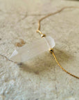 Inward Selenite Crystal Point Necklace
