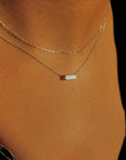 Floating Sterling Silver Bar Pendant Necklace