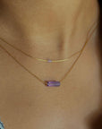 Tiny Gem Bar Amethyst Necklace